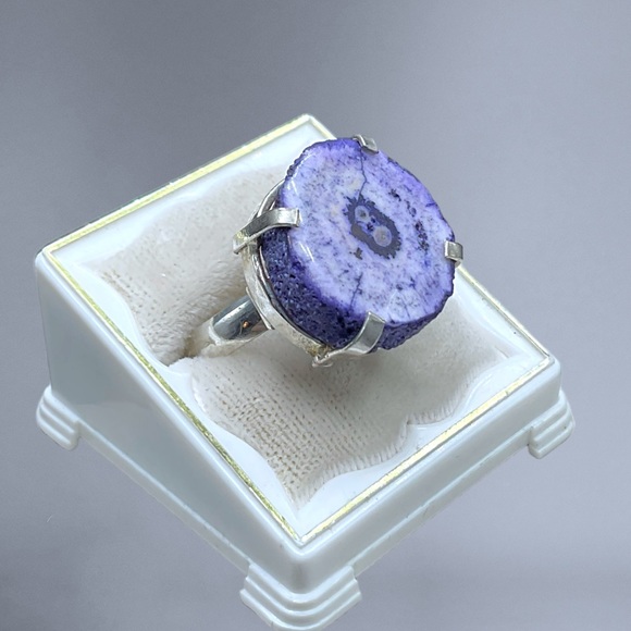 🌺Unique Artisan Sterling Geode Ring - Picture 3 of 12